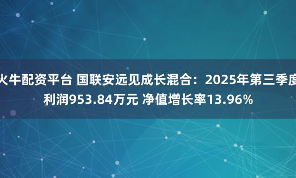火牛配资平台 国联安远见成长混合：2025年第三季度利润953.84万元 净值增长率13.96%