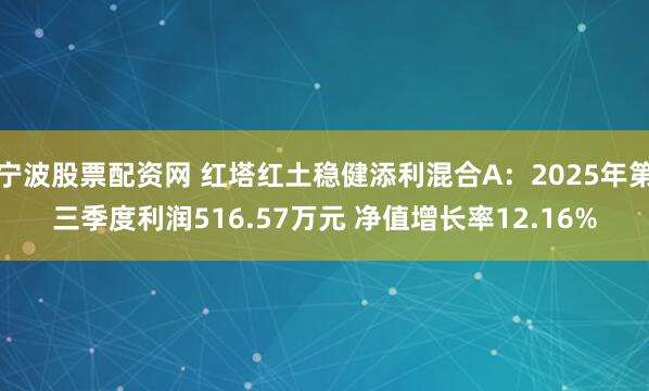 宁波股票配资网 红塔红土稳健添利混合A：2025年第三季度利润516.57万元 净值增长率12.16%