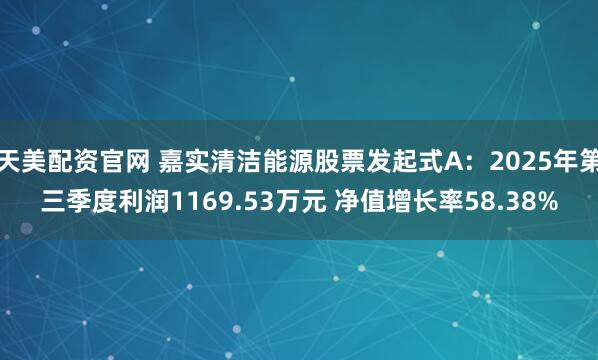 天美配资官网 嘉实清洁能源股票发起式A：2025年第三季度利润1169.53万元 净值增长率58.38%