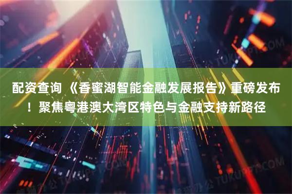配资查询 《香蜜湖智能金融发展报告》重磅发布！聚焦粤港澳大湾区特色与金融支持新路径