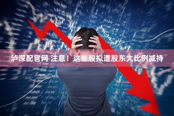 泸深配官网 注意！这些股拟遭股东大比例减持